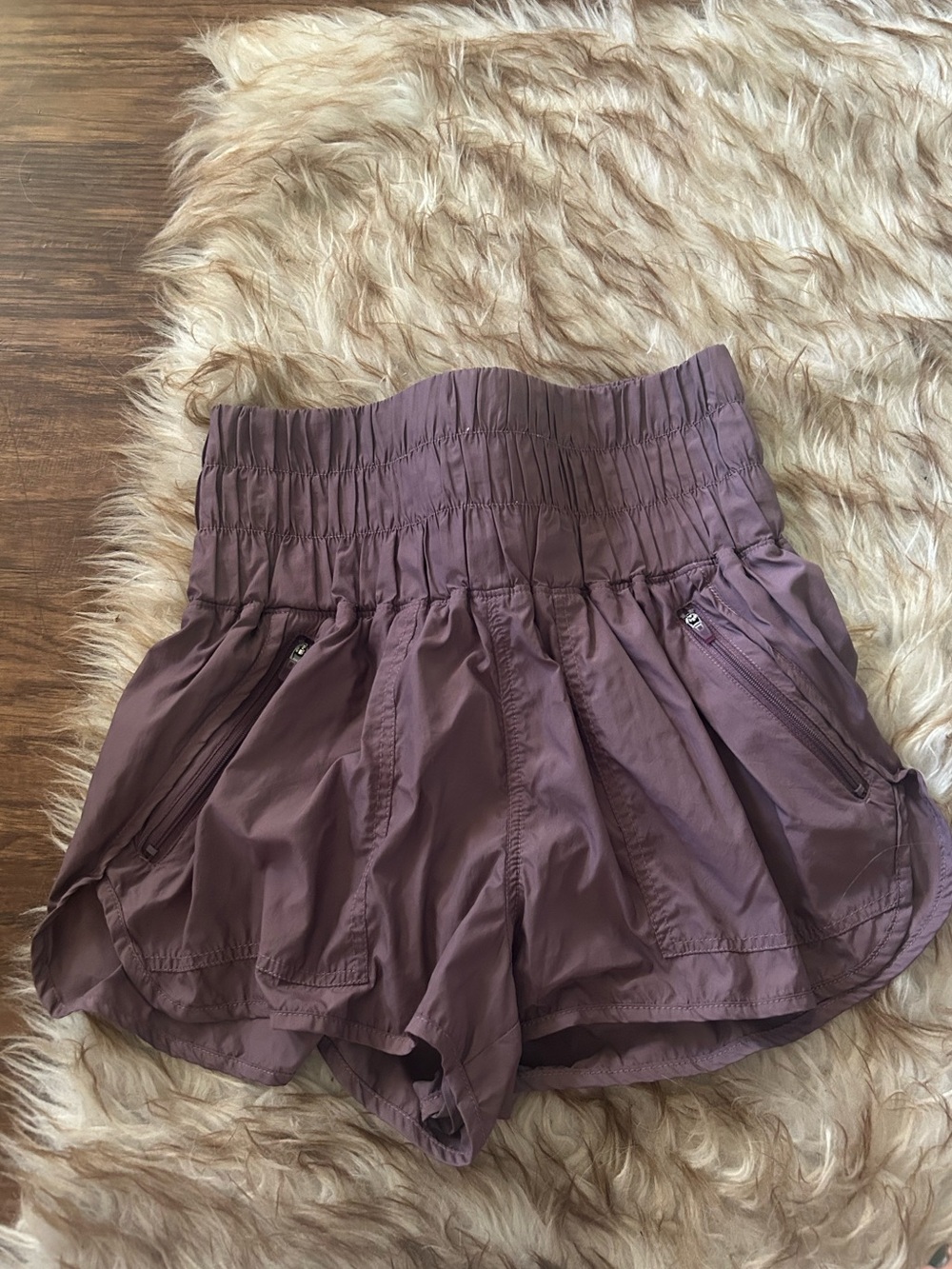 FP Movement by Free People Mauve Ruched-Waist Athletic Shorts